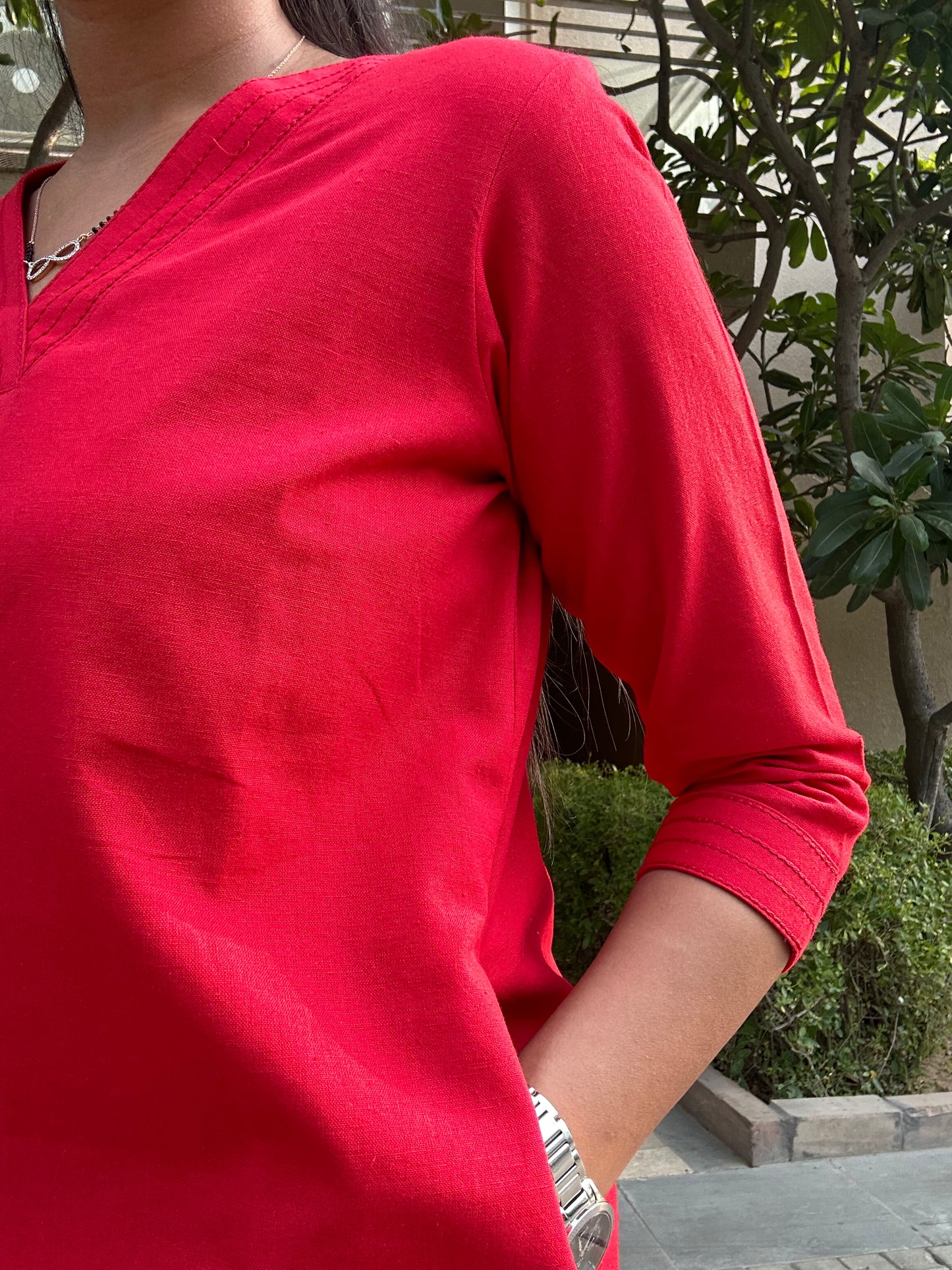 #MBA1671 Cotton flex coord set- Red