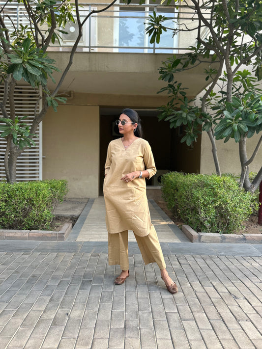 #MBA1670 Cotton flex coord set- Khaki brown