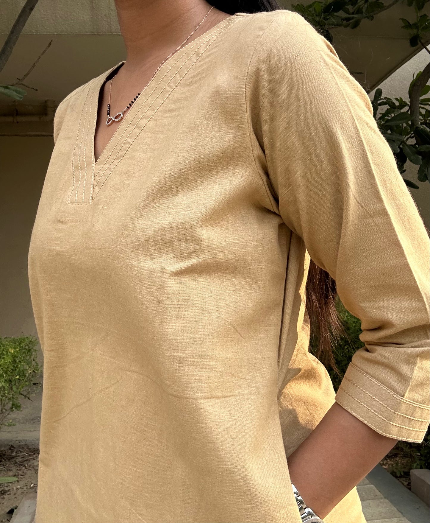 #MBA1670 Cotton flex coord set- Khaki brown