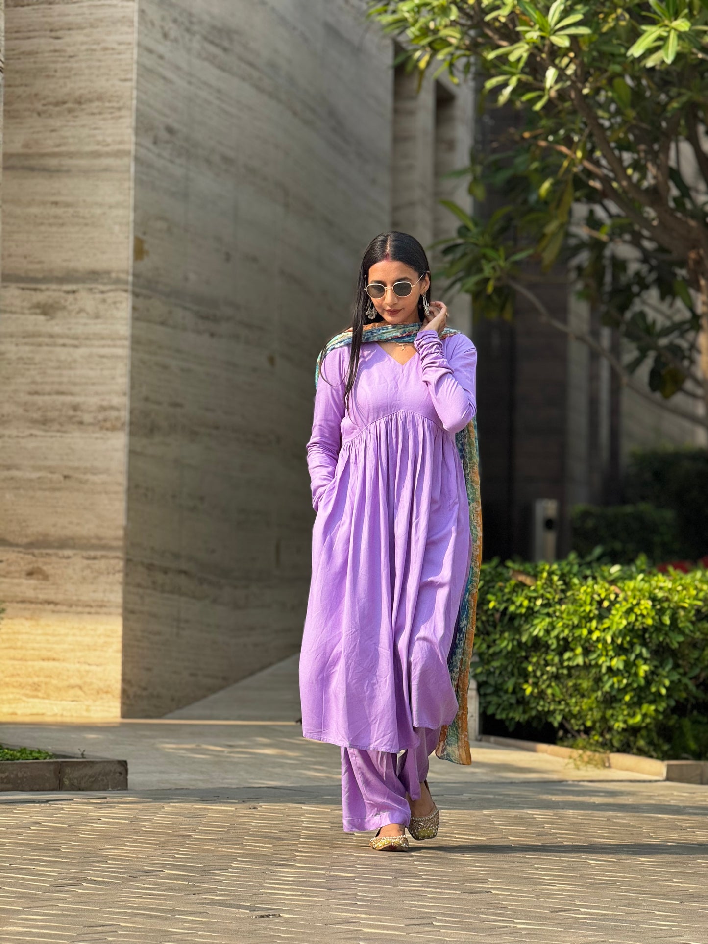 #MBA1958 Ruhaniyat kurta pant with dupatta- Lavender