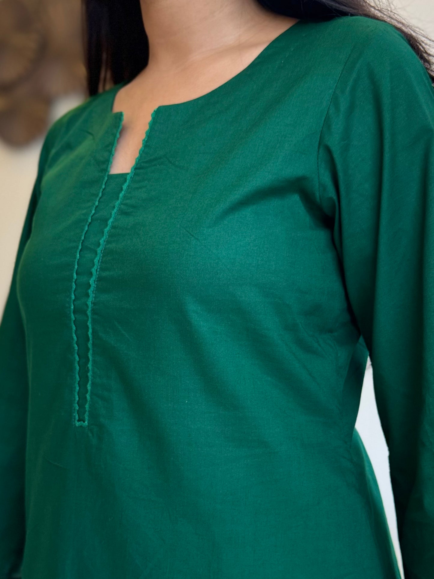 #MBA1802 Rozana Kurta pant set- Bottle green