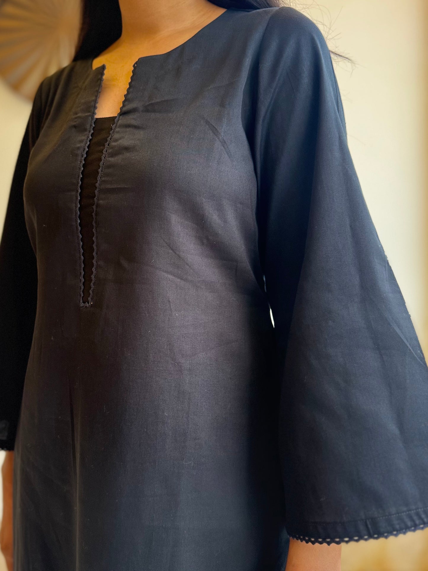 #MBA1800 Rozana Kurta pant set- Black