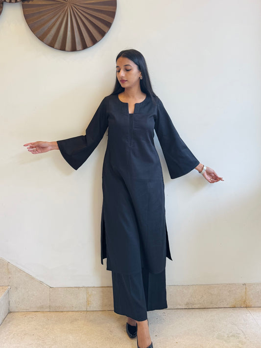 #MBA1800 Rozana Kurta pant set- Black
