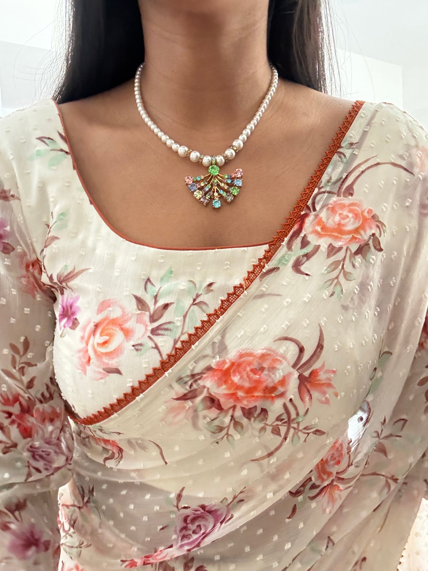 #MBA1964 Ivory NOOR 1 min saree and blouse