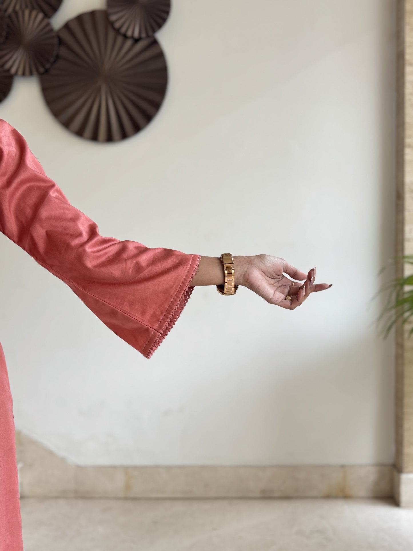 #MBA1803 Rozana Kurta pant set- Coral Peach