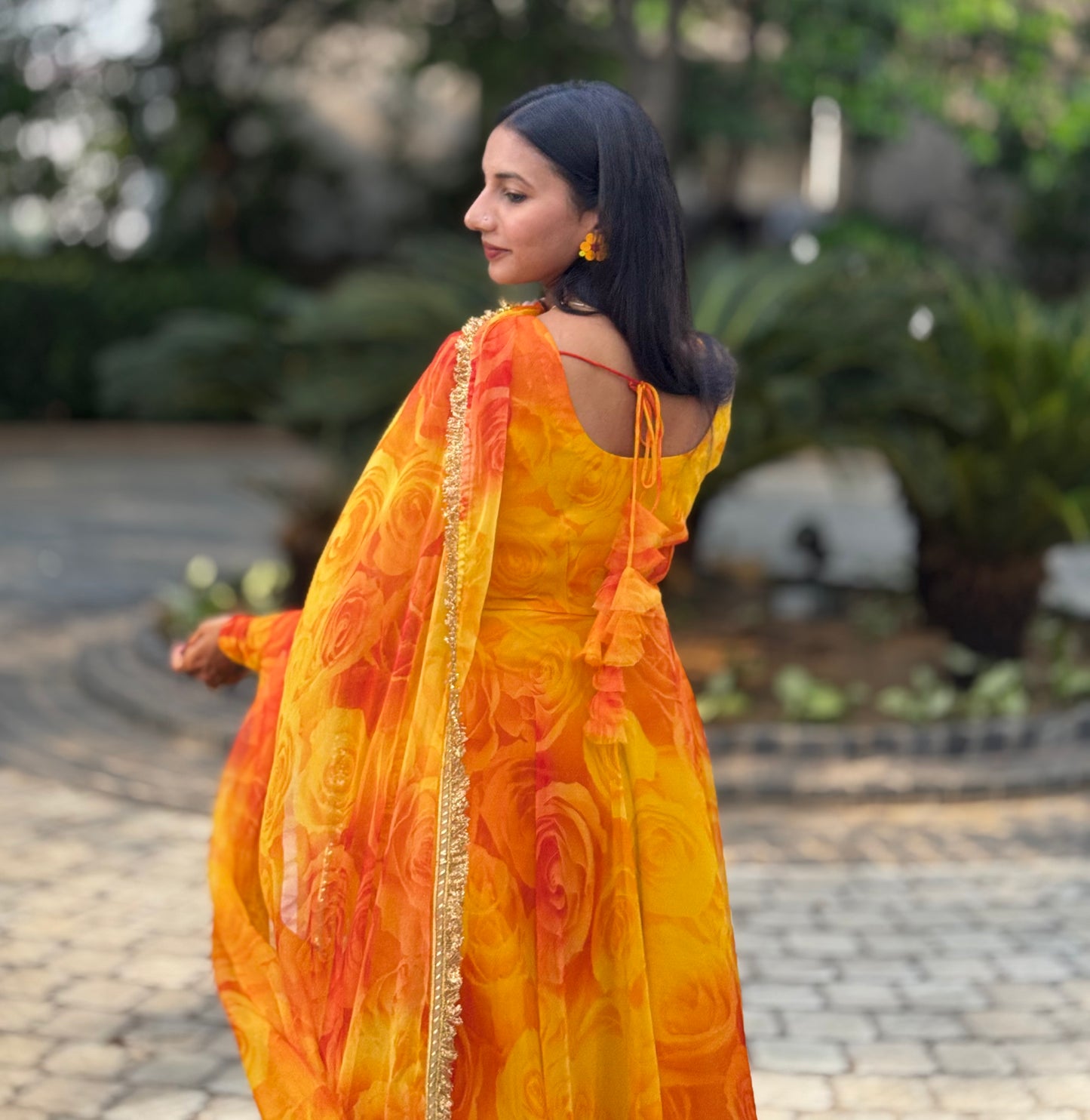 #MBA1966 Yellow Gulaabo anarkali and dupatta