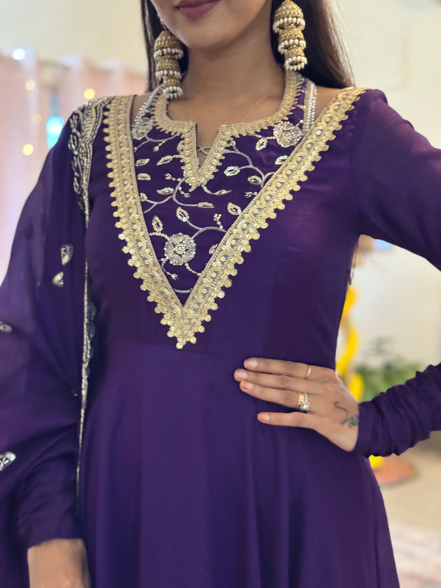 #MBA2054 Gauri anarkali and dupatta- Purple
