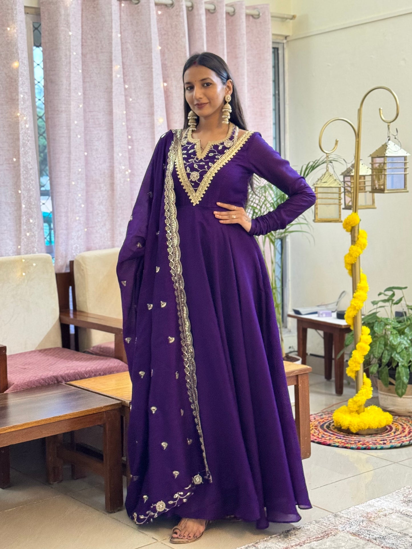 #MBA2054 Gauri anarkali and dupatta- Purple