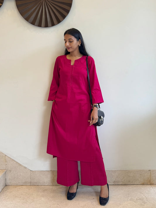 #MBA1804 Rozana Kurta pant set- Magenta pink
