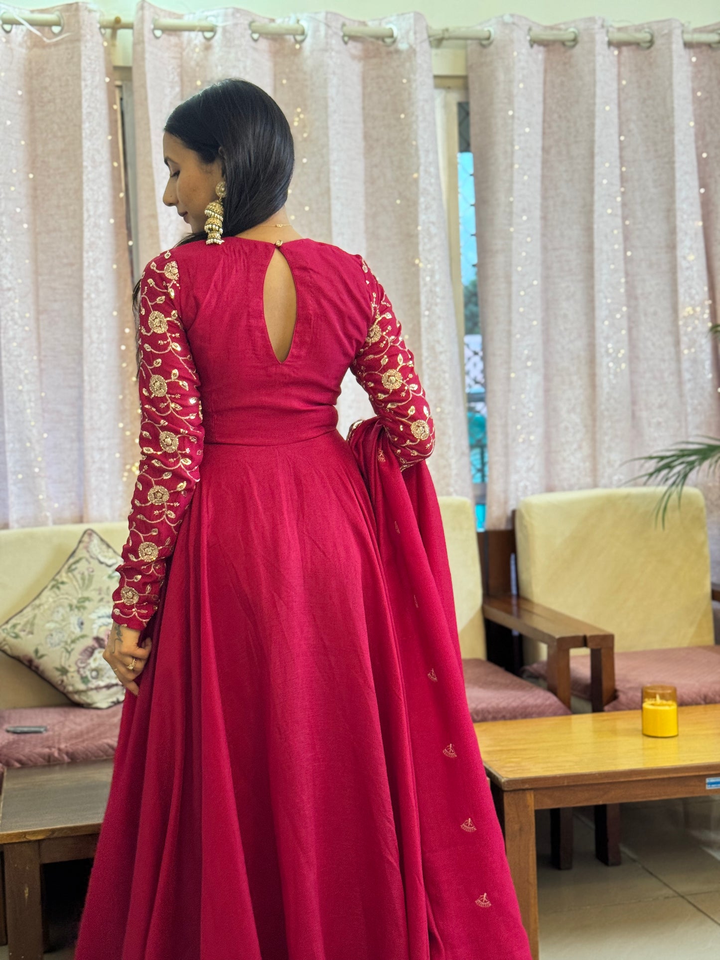 #MBA2053 Lavanya anarkali and dupatta- rani pink