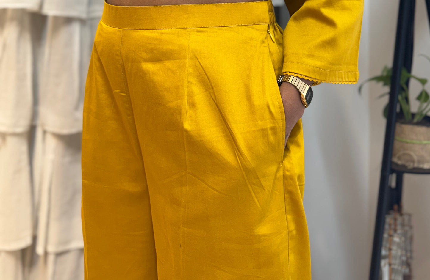 #MBA1801 Rozana Kurta pant set- Yellow