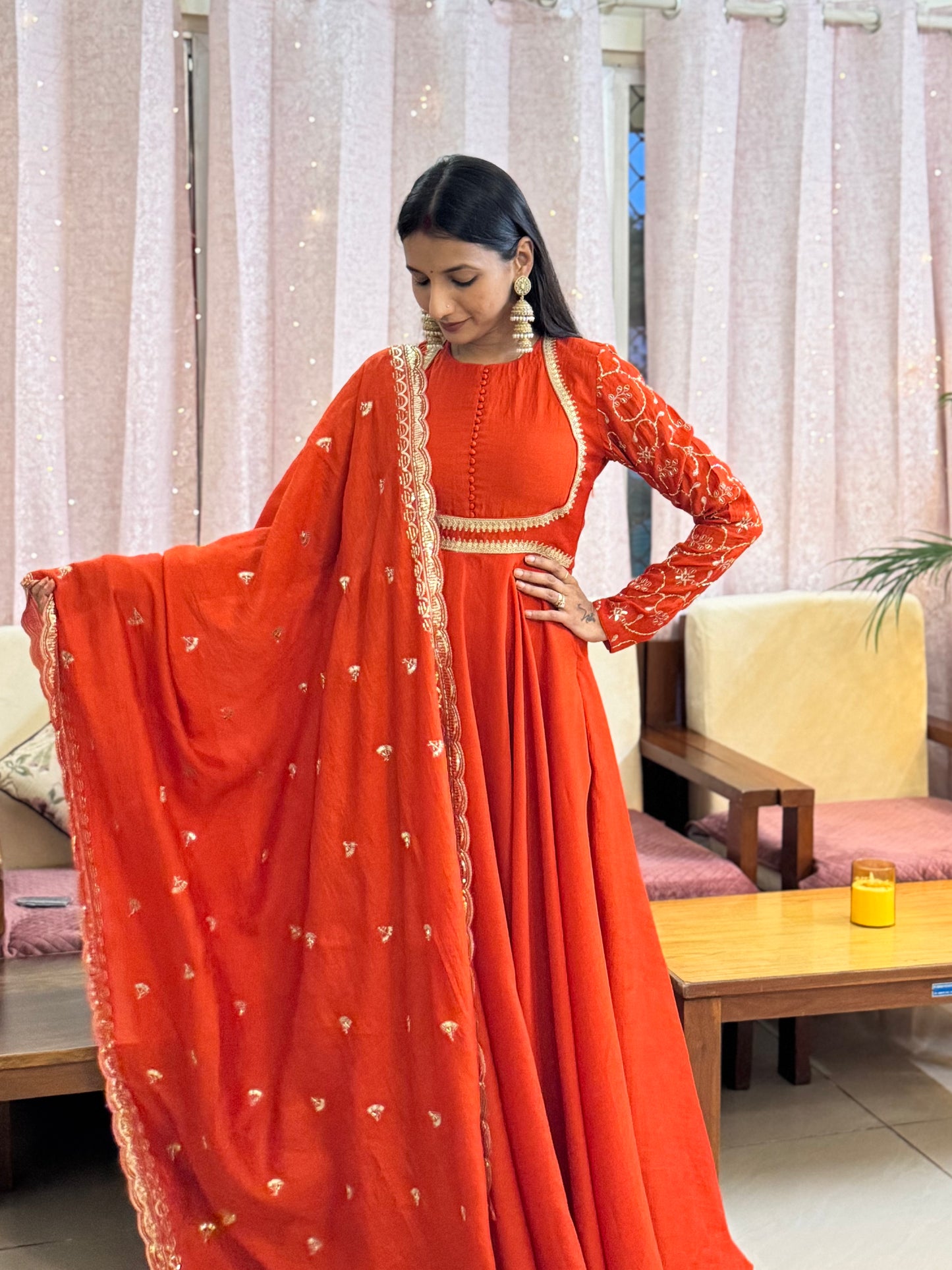 #MBA2055 Kashvi anarkali and dupatta- orange