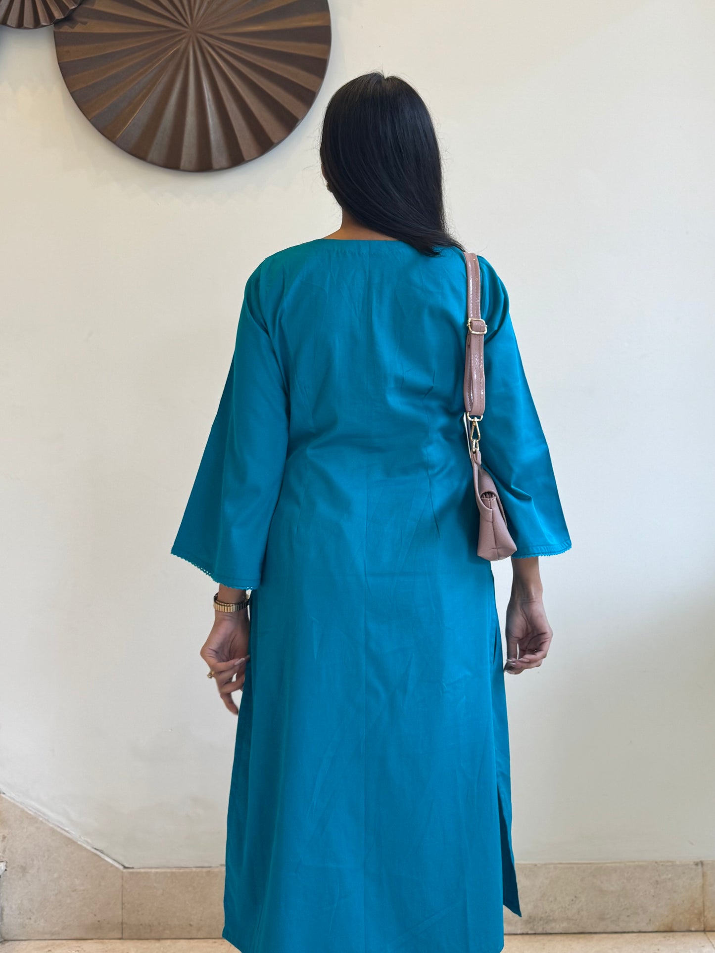 #MBA1807 Rozana Kurta pant set- Ferozi blue