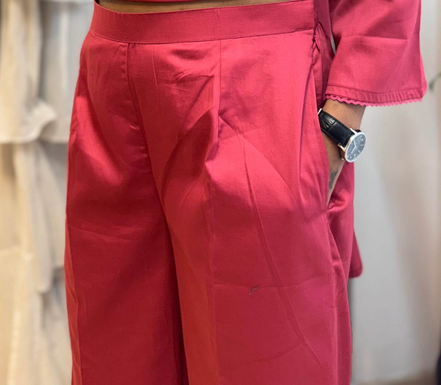 #MBA1806 Rozana Kurta pant set- Coral pink