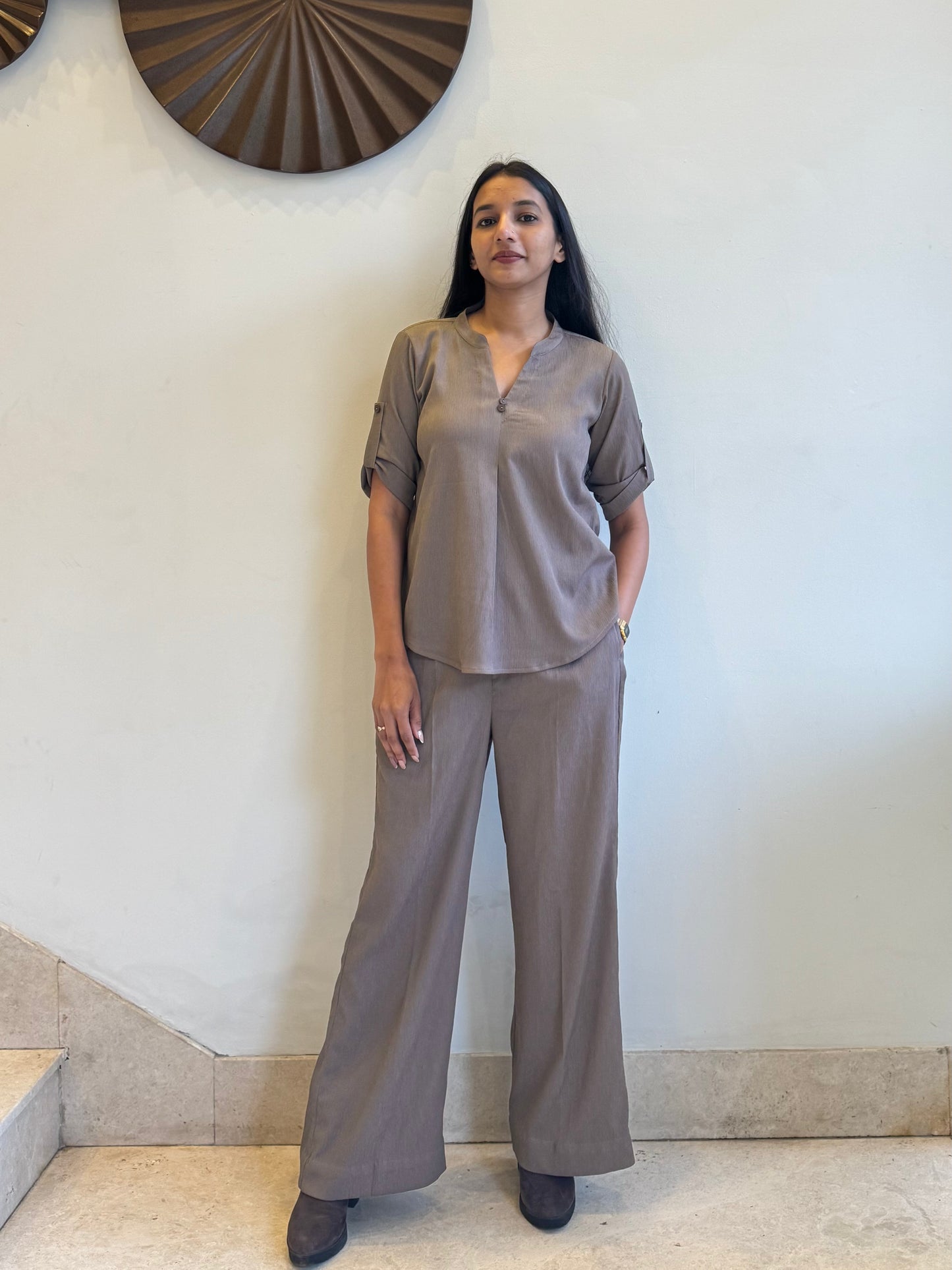 #MBA1811 Casual coord set- Ash grey