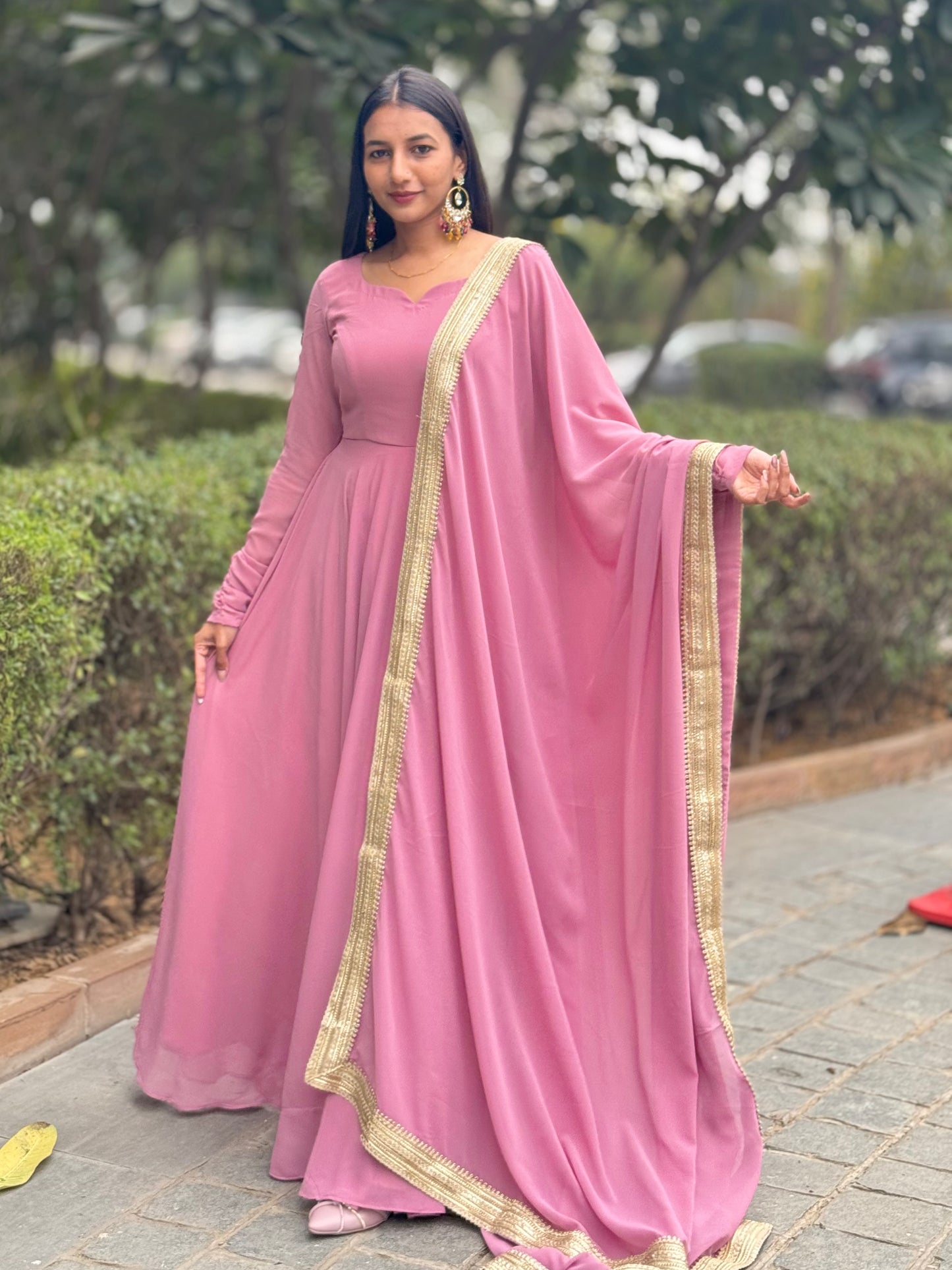 #MBA1050 Raima anarkali and dupatta- Mauve