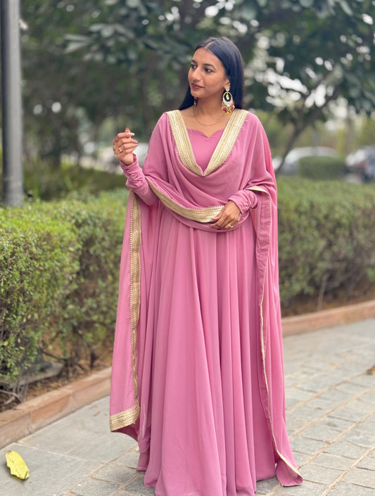 #MBA1050 Raima anarkali and dupatta- Mauve