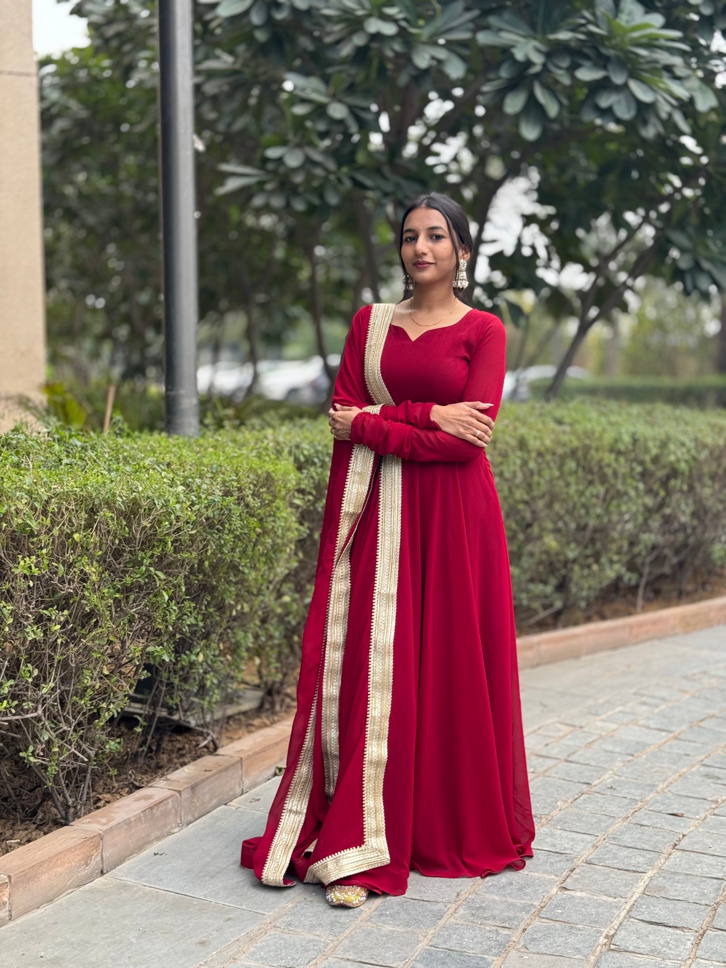 #MBA1330 Raima anarkali and dupatta-Maroon