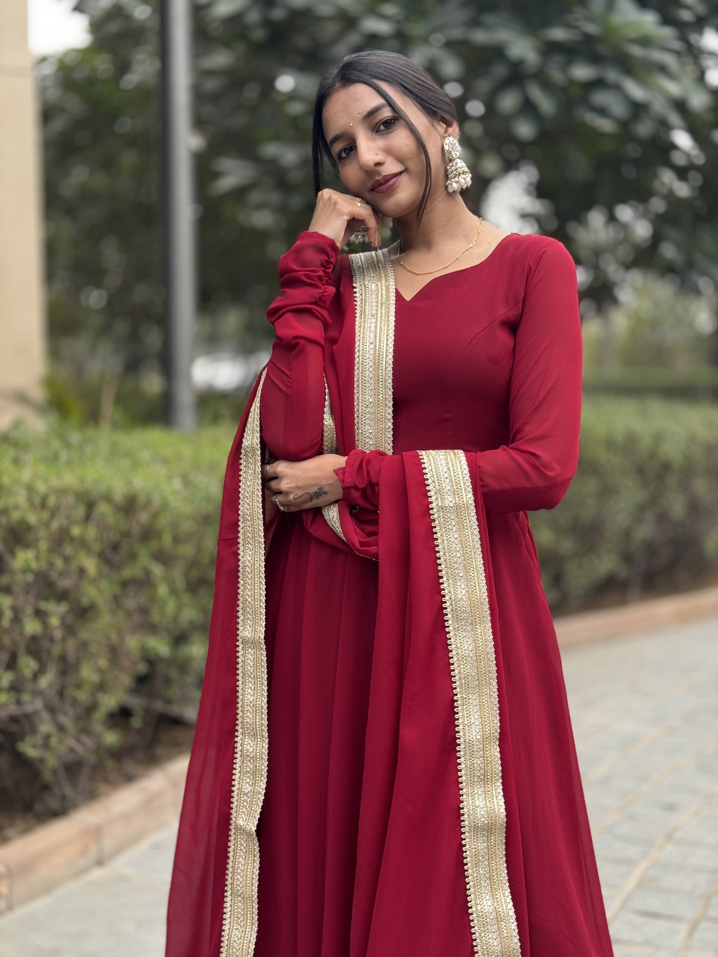 #MBA1330 Raima anarkali and dupatta-Maroon
