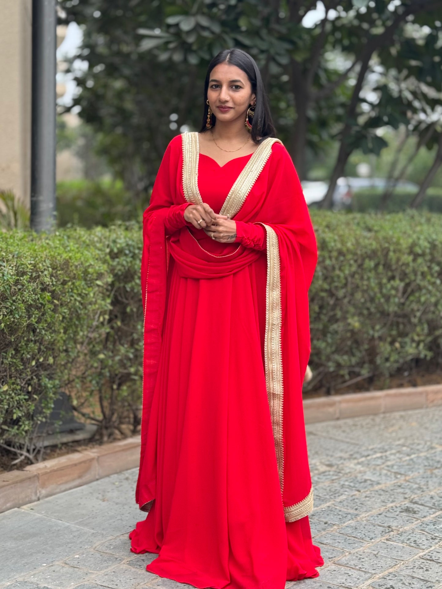 #MBA1334 Raima anarkali and dupatta- Red