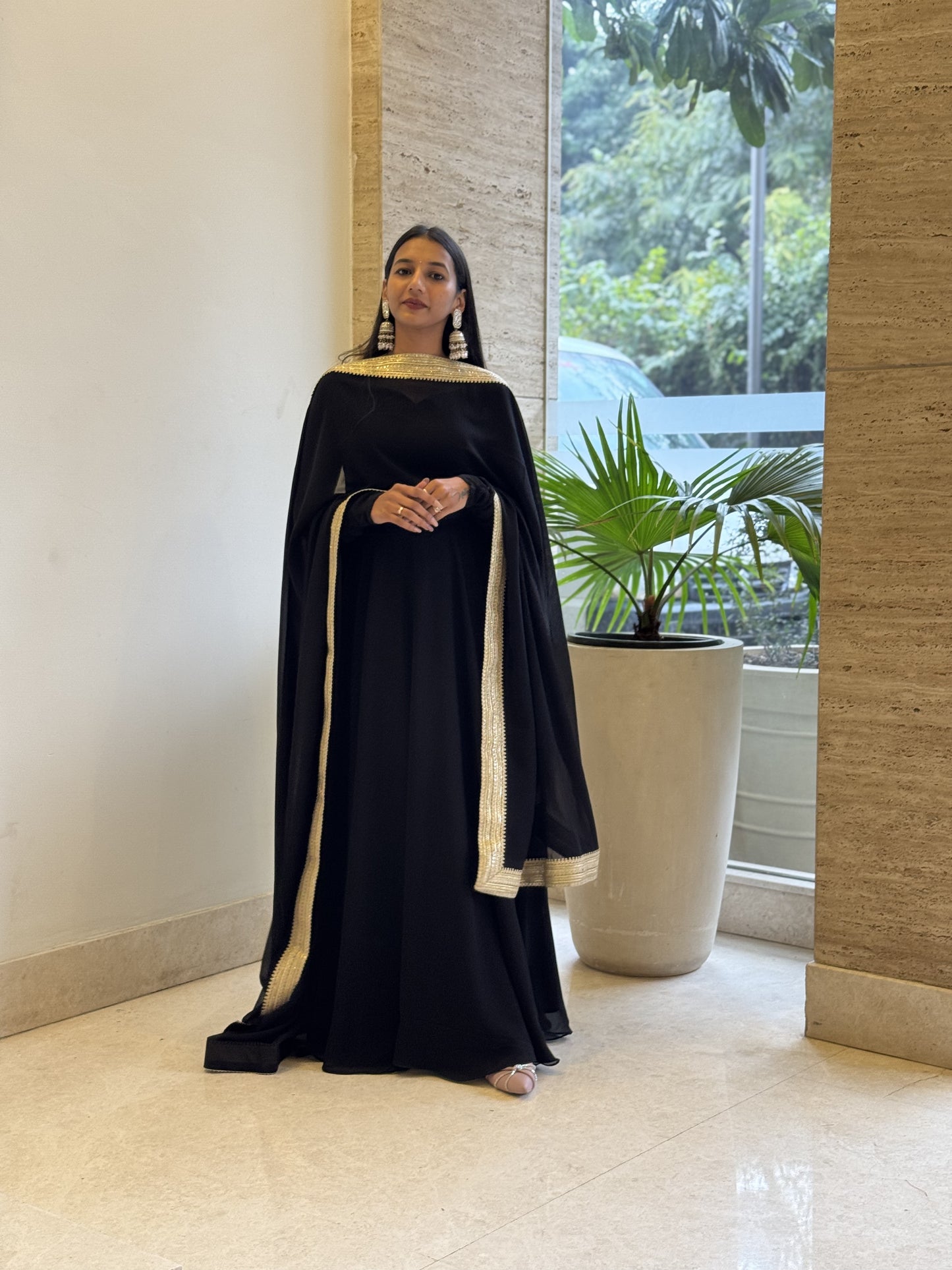 #MBA1332 Raima anarkali and dupatta-Black