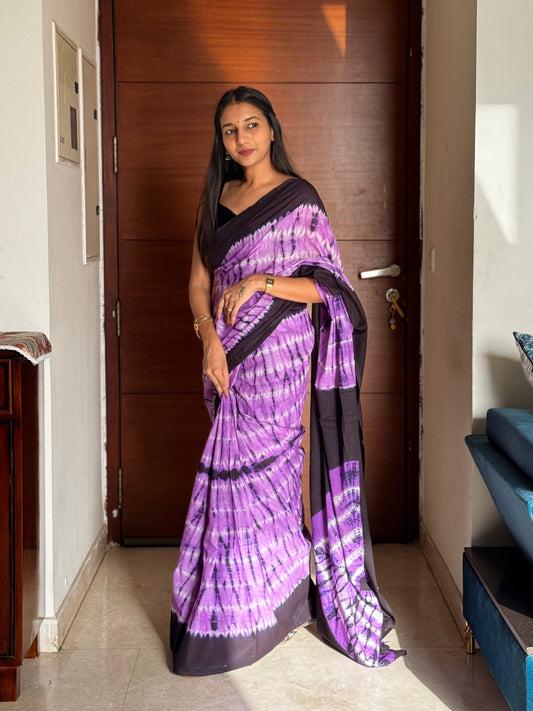#MBA1973 Bengali cotton hand dyed saree- Purple