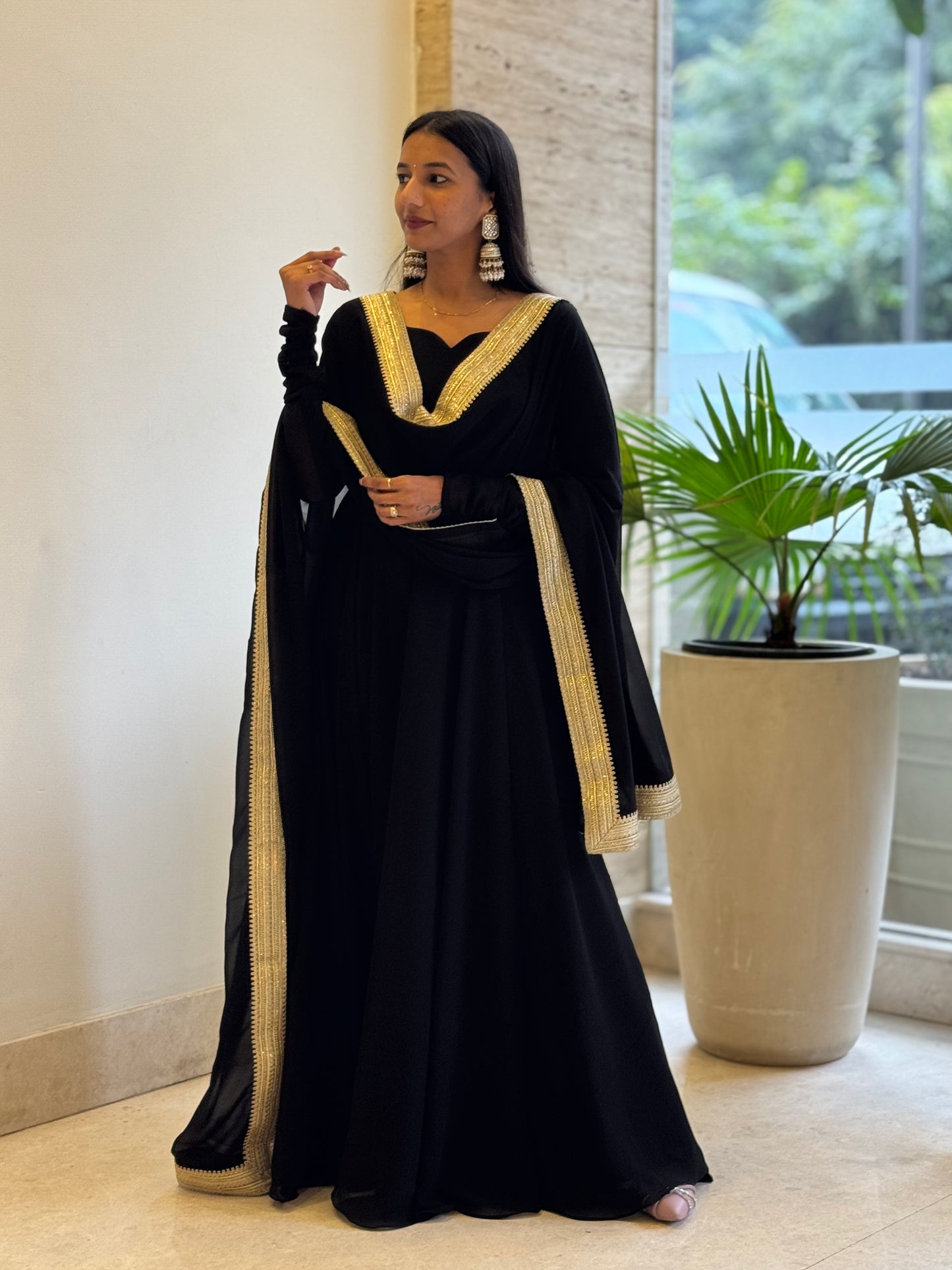 #MBA1332 Raima anarkali and dupatta-Black