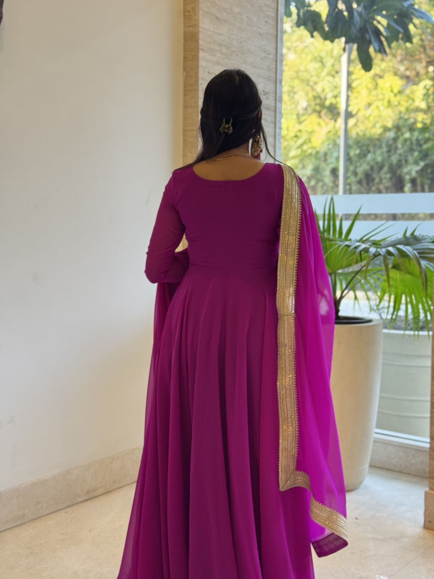 #MBA1819 Raima anarkali and dupatta- Fuschia purple