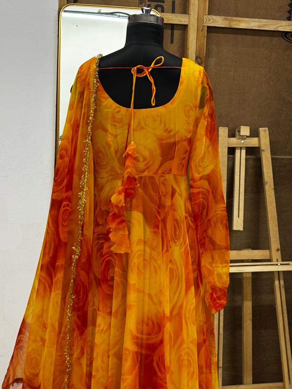 Yellow Gulaabo anarkali and dupatta