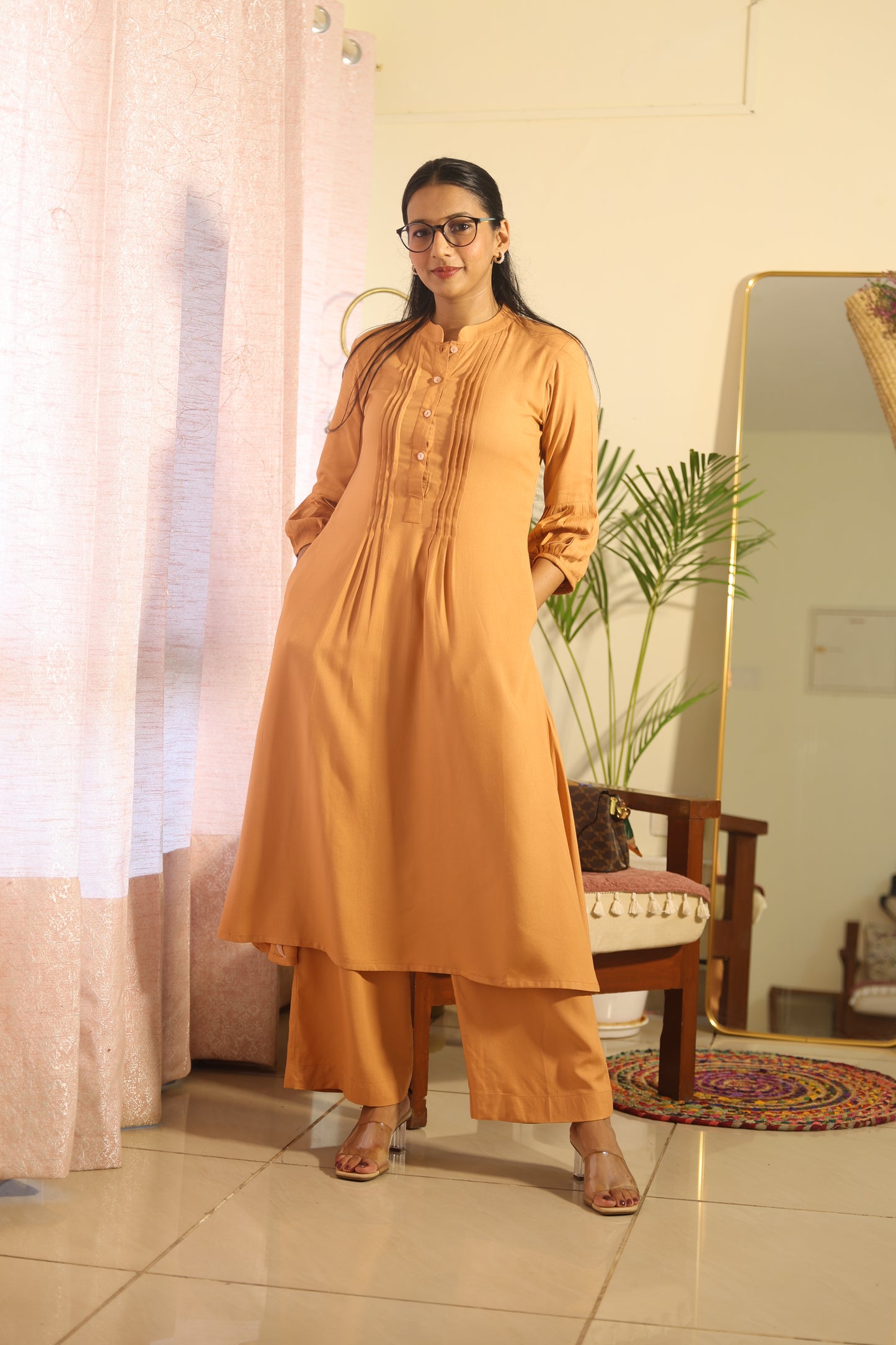 #MBA2127 Pintuck coord set-Peach