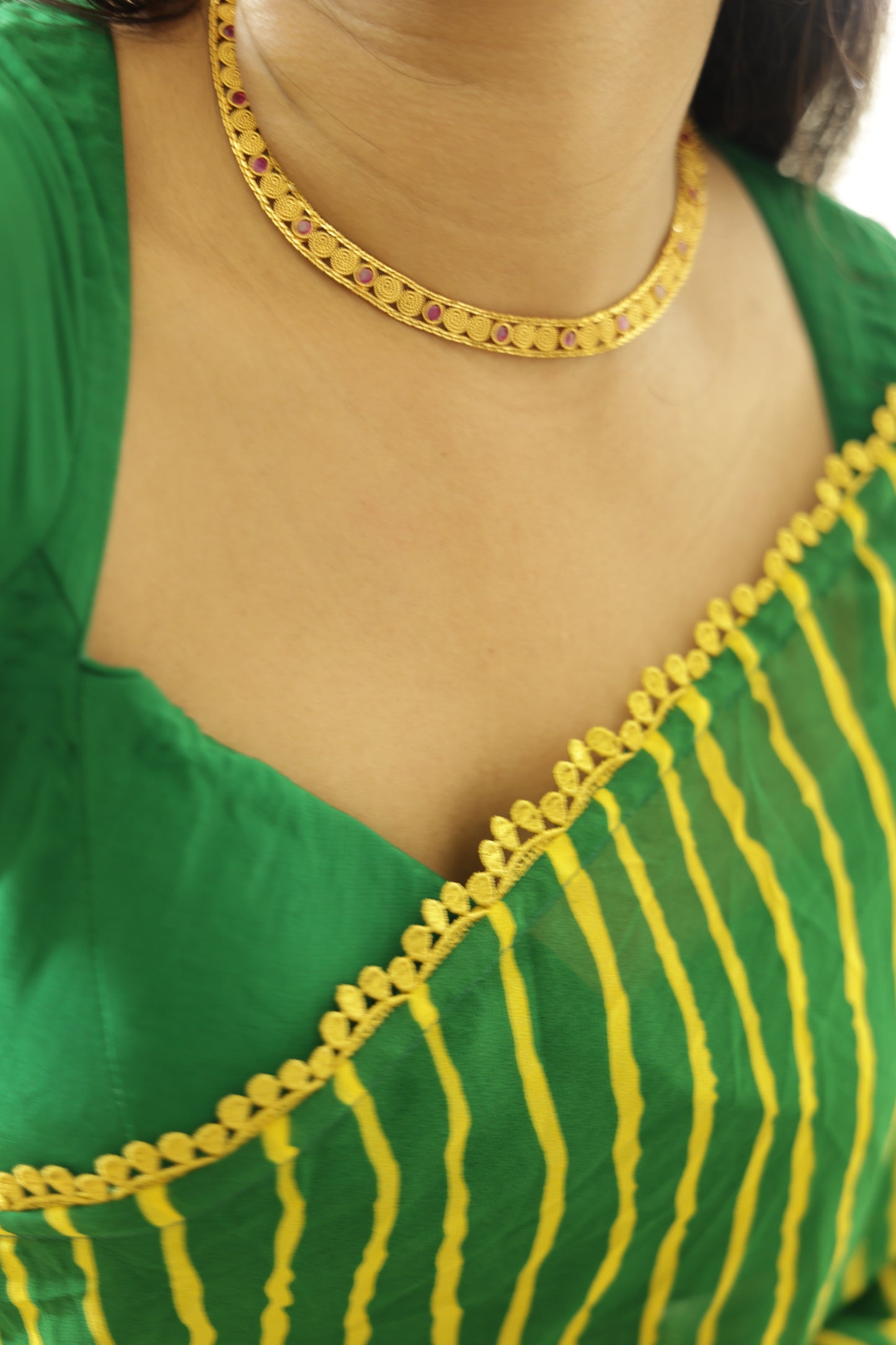 #MBA2146 Leheriya 1 min saree- Green