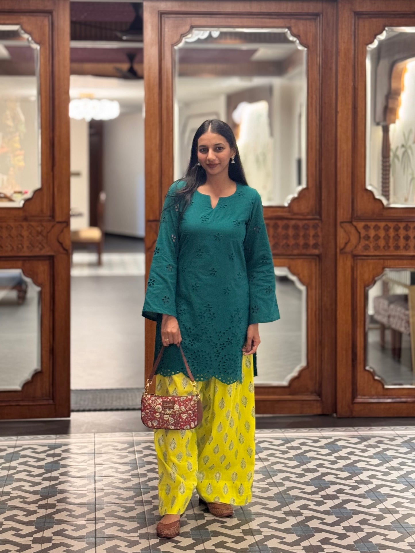 #MBA2120 Bottle green hakoba farsi salwar set