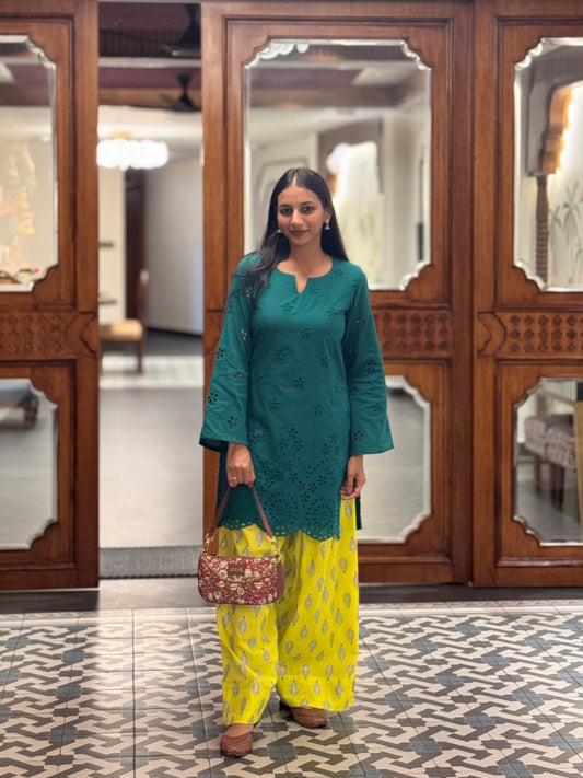 #MBA2120 Bottle green hakoba farsi salwar set