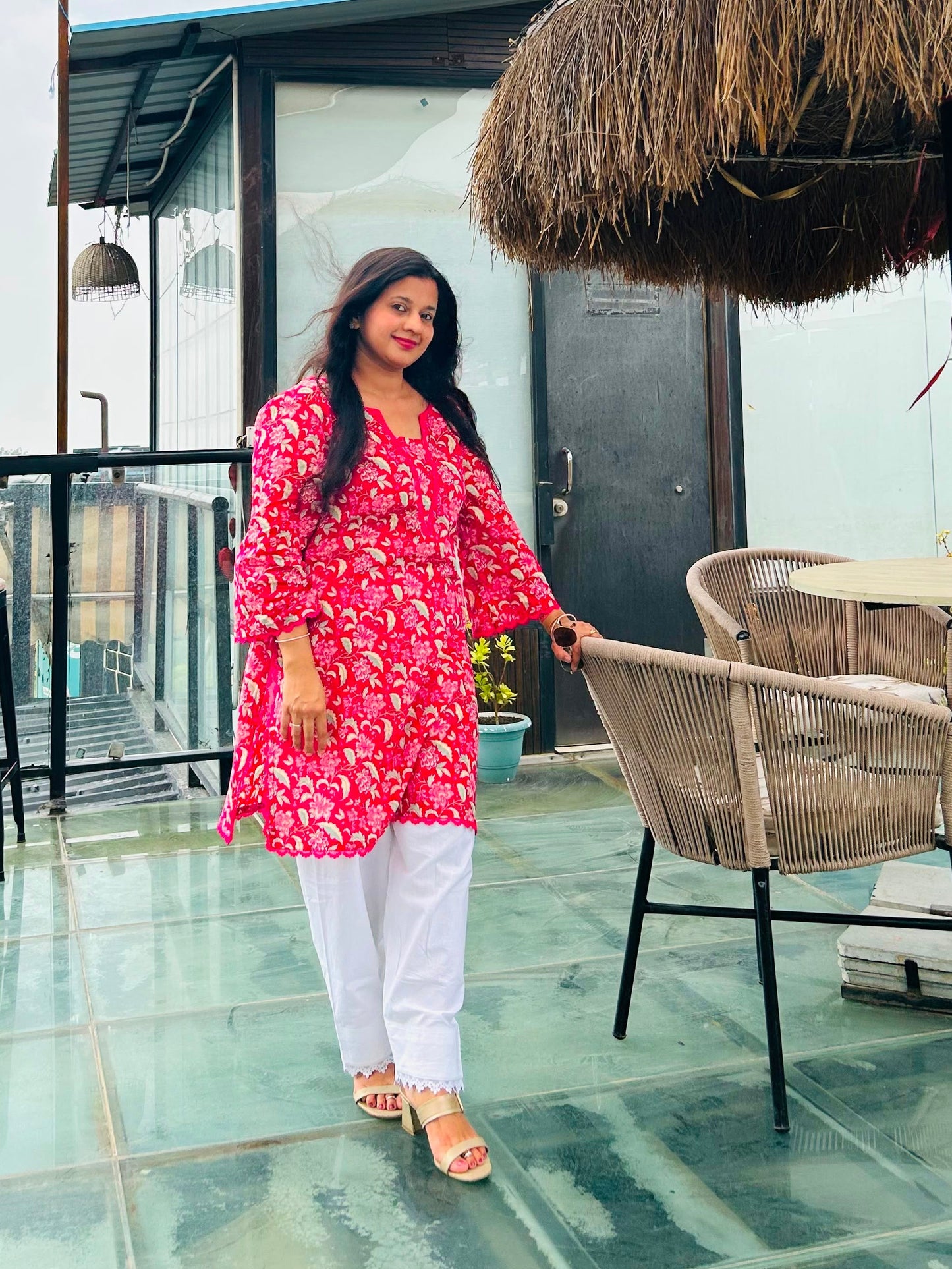 #MBA2140 Pink cotton Farsi salwar set