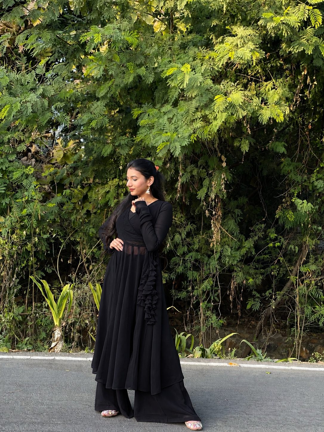 #MBA2123 Black georgette 3pc set