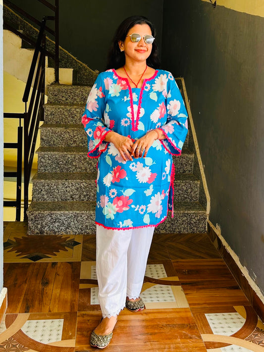 #MBA21523 Blue muslin cotton Kurta