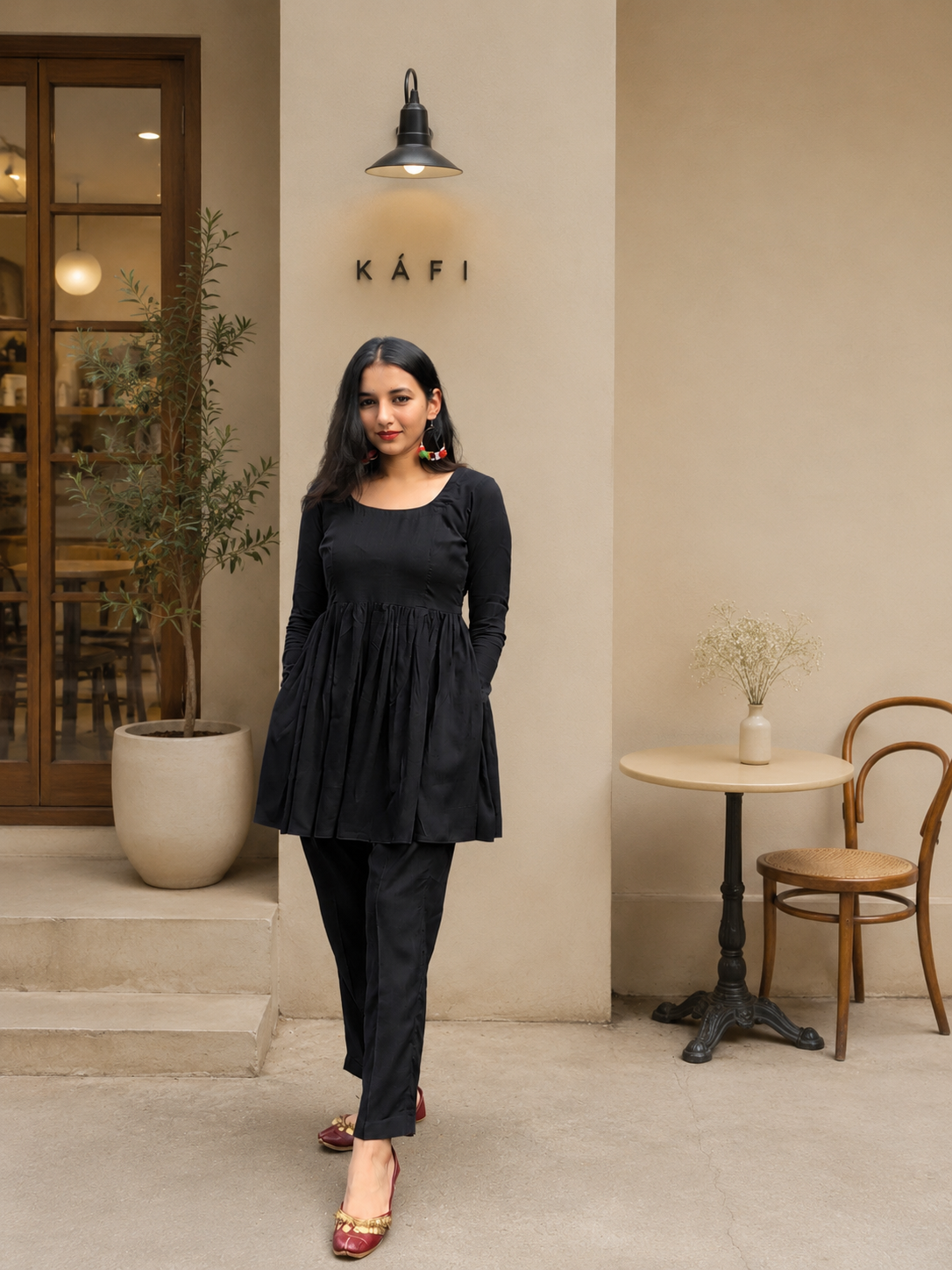 #MBA2124 Basic rayon coord set- Black