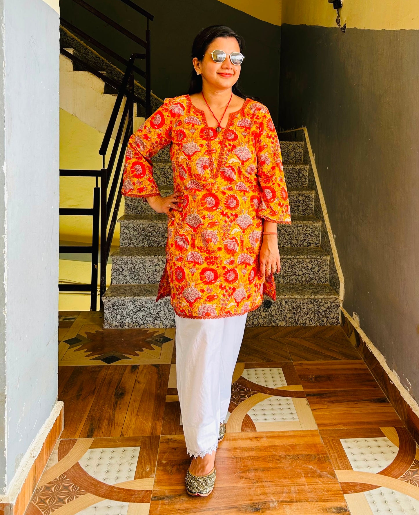 #MBA2150 Orange cotton Kurta