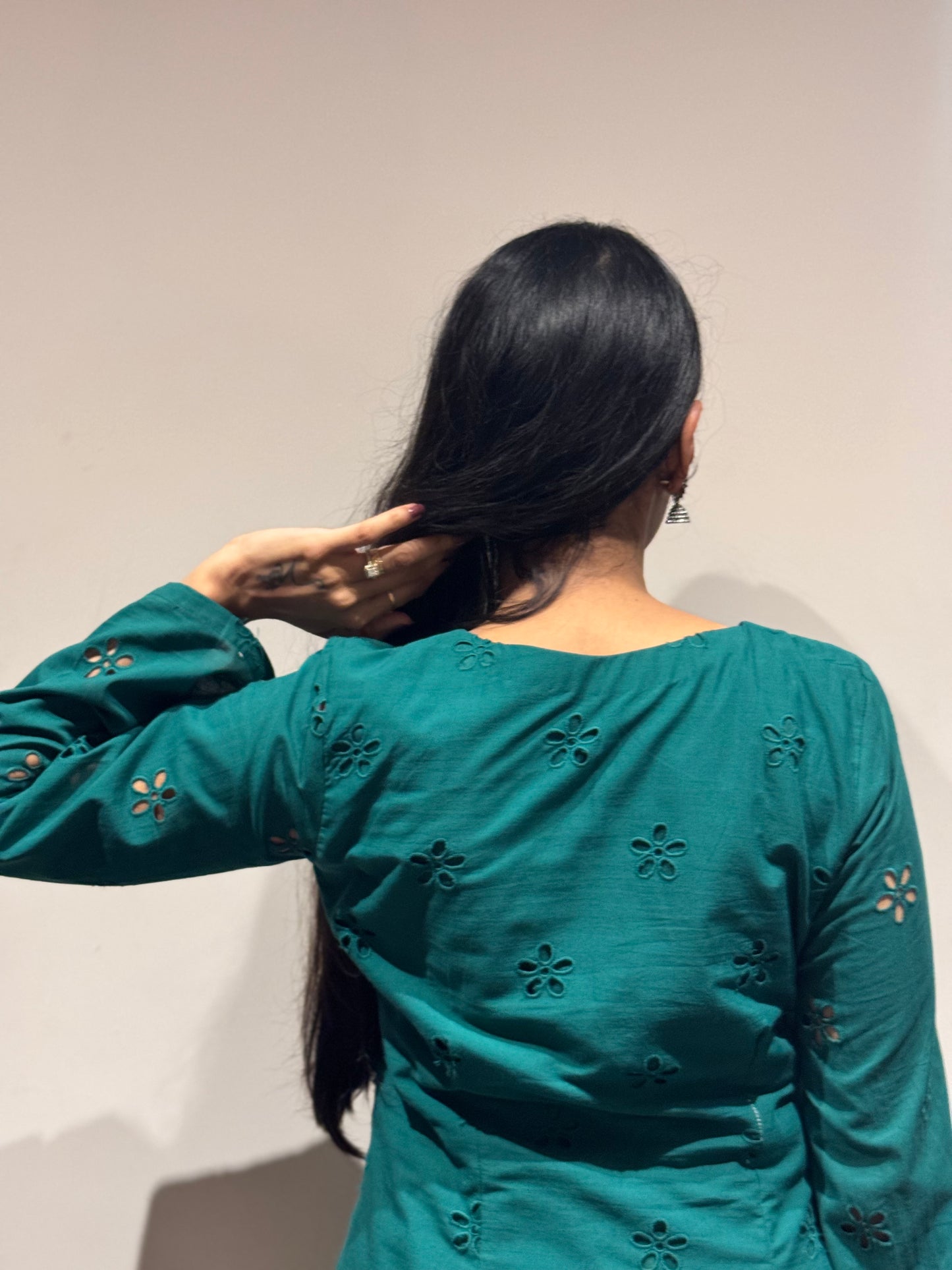 #MBA2120 Bottle green hakoba farsi salwar set