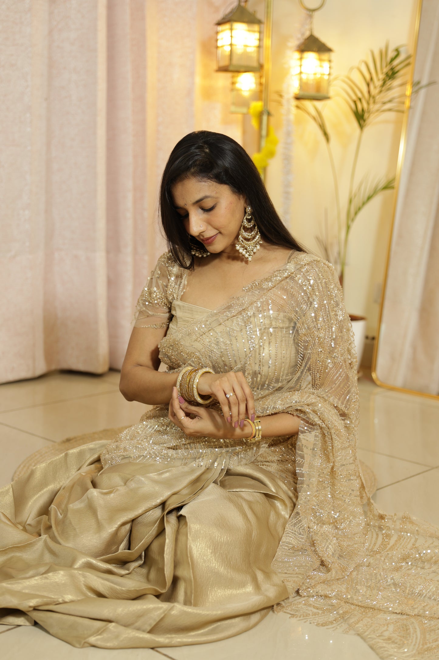 #MBA2159 Sunehri gold 1 min saree and blouse