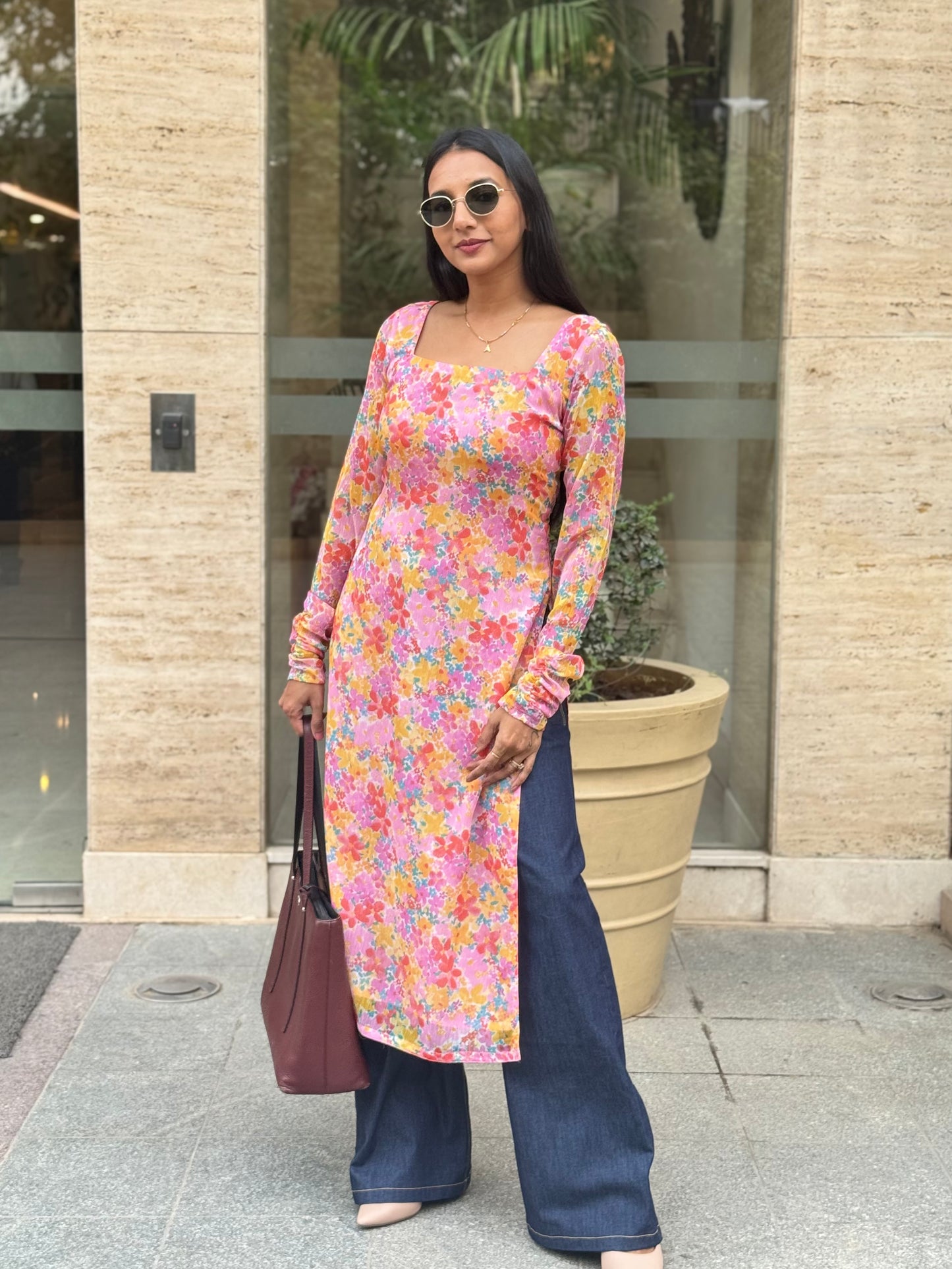 #MBA2067 Multi floral kurti