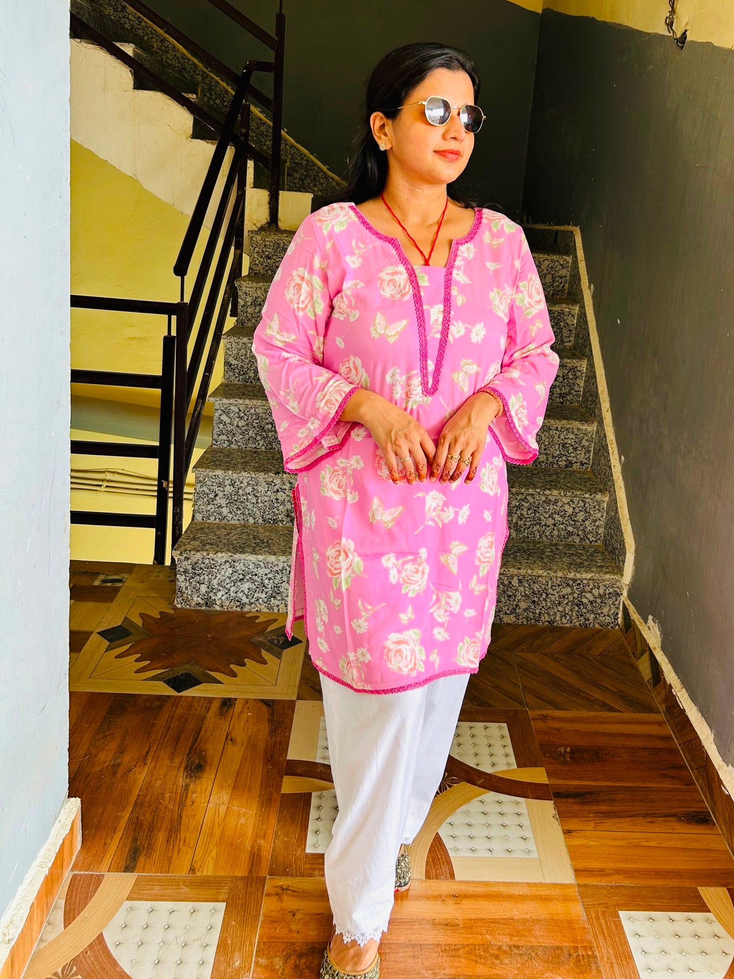 #MBA2152 Pink malai cotton Kurta