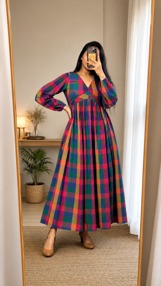 #MBA2139 Maya Madras check dress
