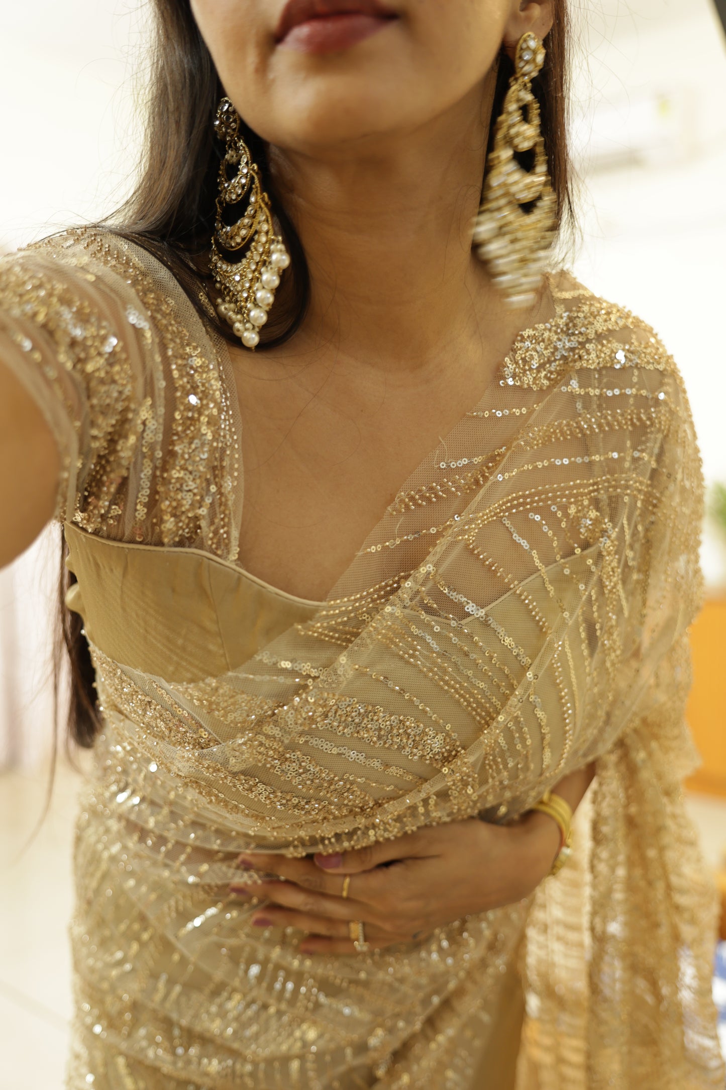 #MBA2159 Sunehri gold 1 min saree and blouse