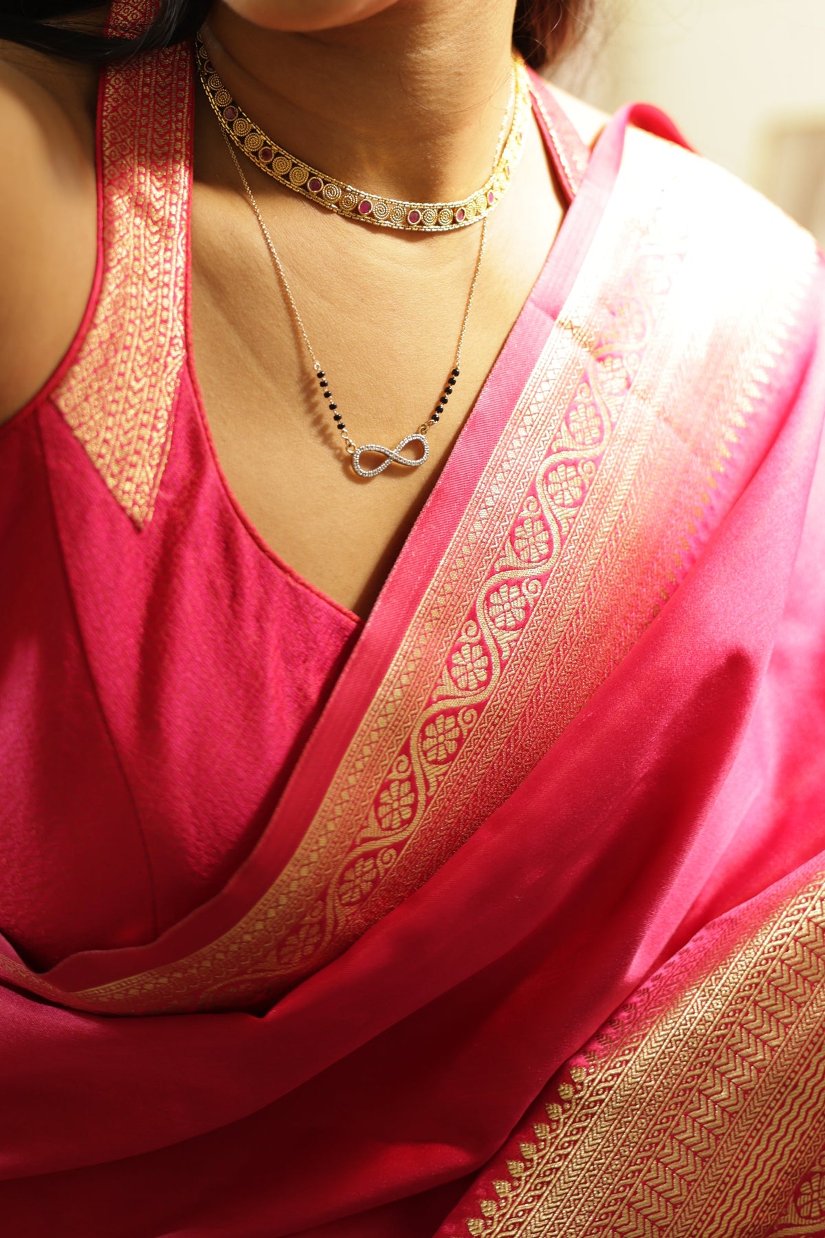 Rani pink katan silk saree (regular saree)