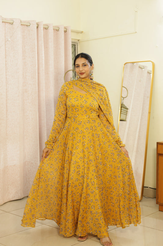 Perfect yellow anarkali and dupatta