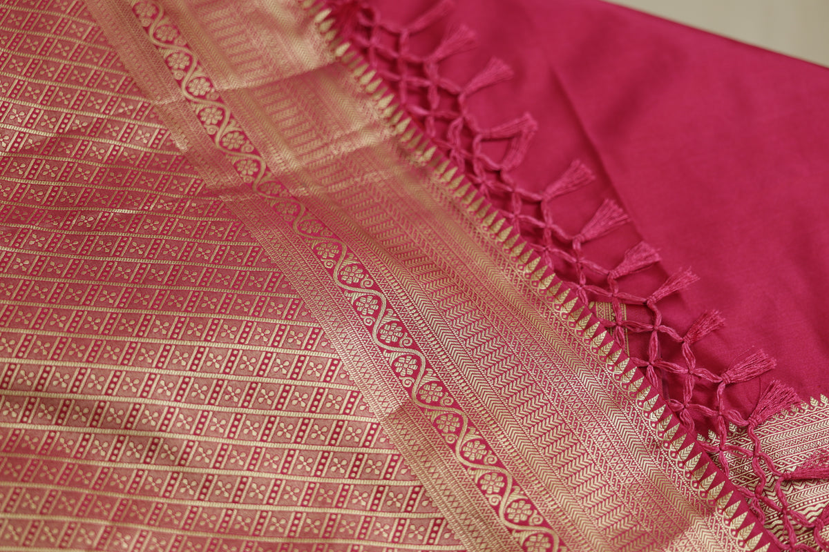 Rani pink katan silk saree (regular saree)