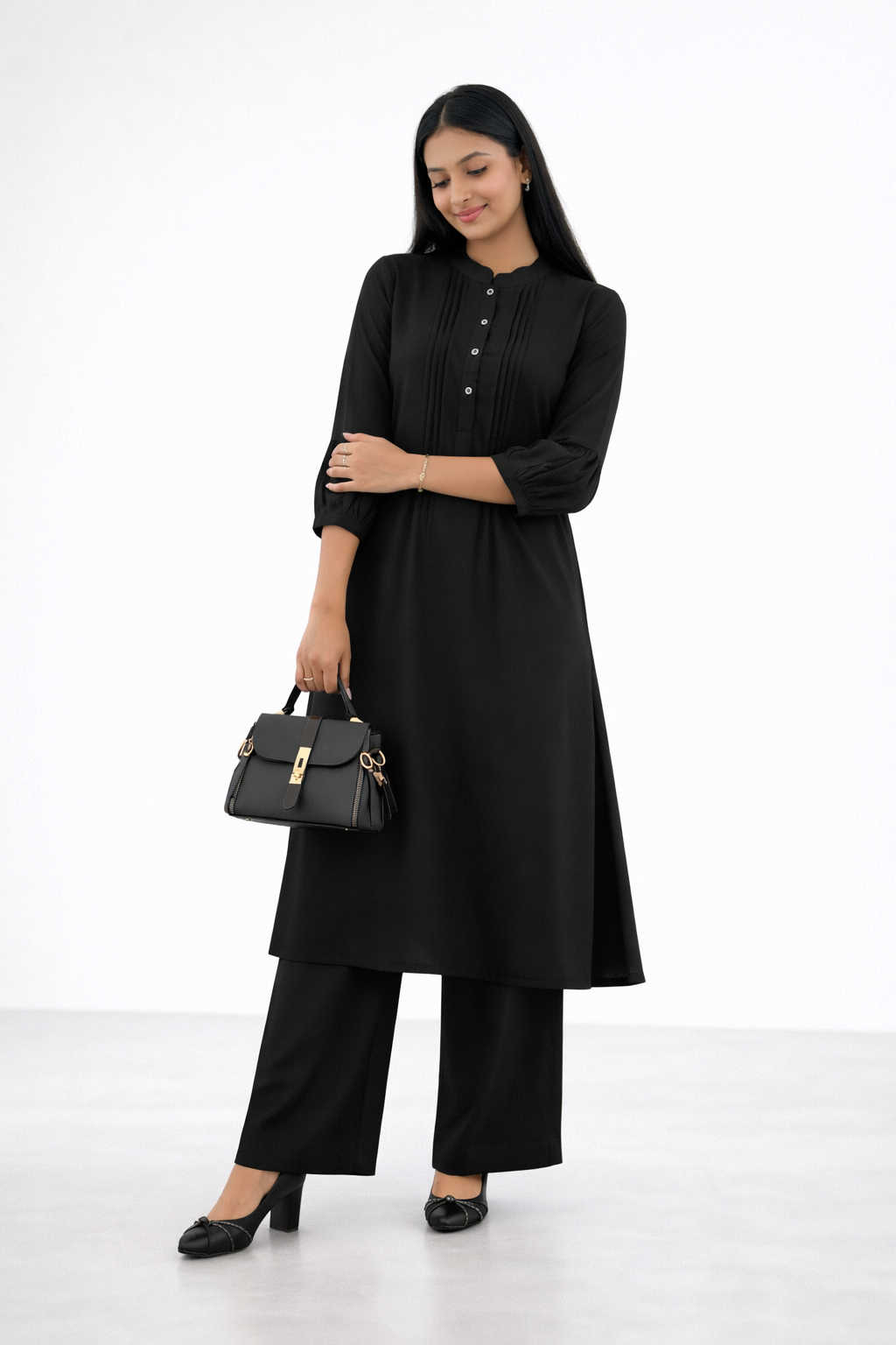 #MBA2100 Pintuck coord set- Black