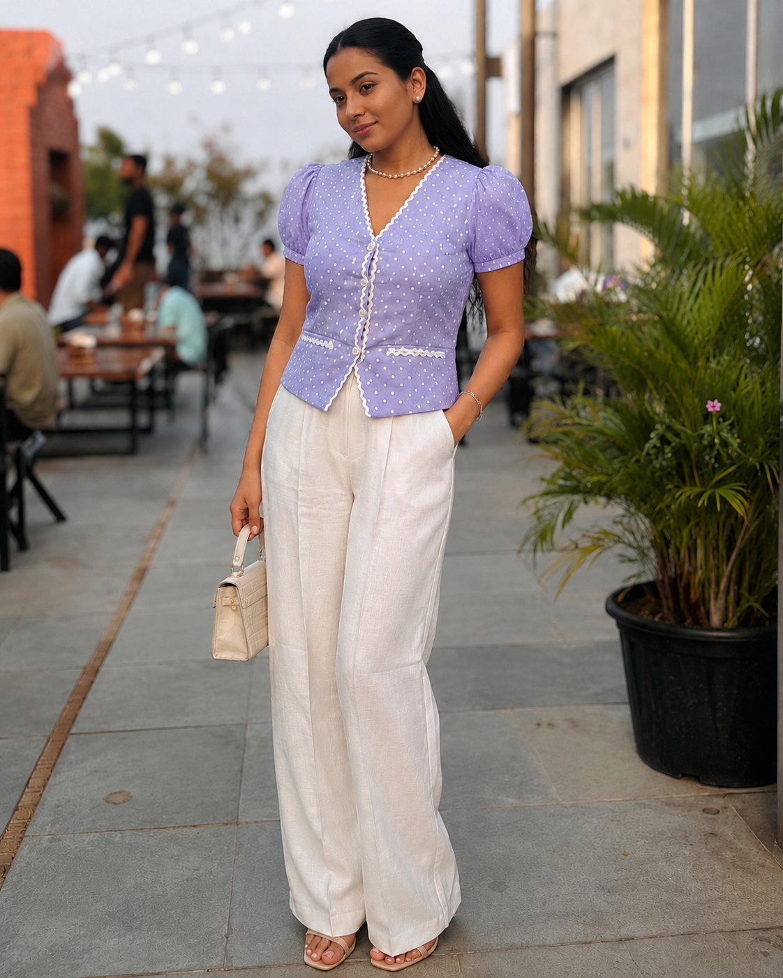 #MBA2125 Polka waist coat- Lavender
