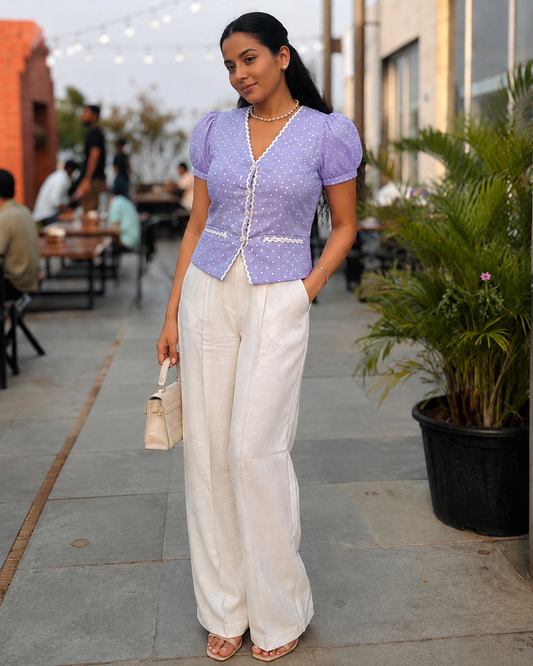#MBA2125 Polka waist coat- Lavender